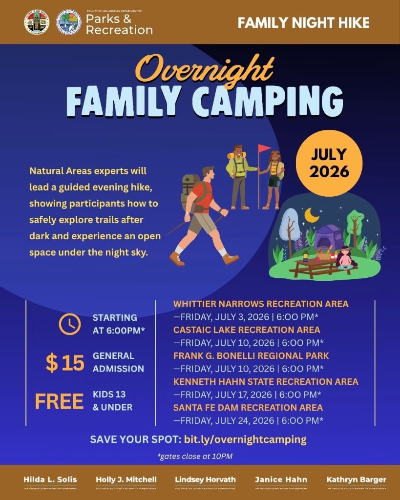 Overnight Family Camping — Whittier Narrows Recreation Area